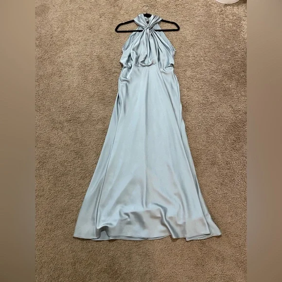 asos silver bridesmaid dress BABARONI Velvet Silver Bridesmaid Dresses A-line V-neck Spaghetti Straps  Tea-length – BABARONI UK main image 0